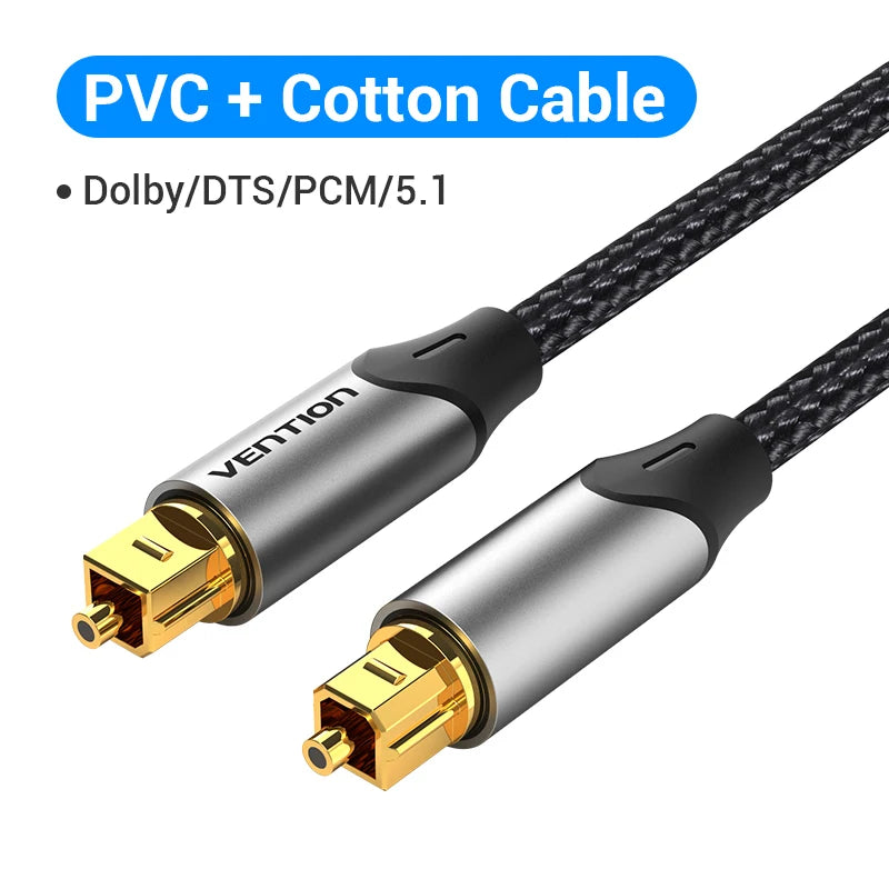 Vention Optic Audio Cable Digital Optical Fiber Cable Toslink 1m 5m SPDIF Coaxial Cable for Amplifiers Player PS5 Soundbar Cable