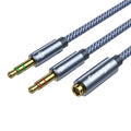 Essager Headphone Splitter Earphone Adapter Audio 3.5mm Female to 2 Male Jack Mic Y Splitter Aux Cable for PC Adapter Aux Cable