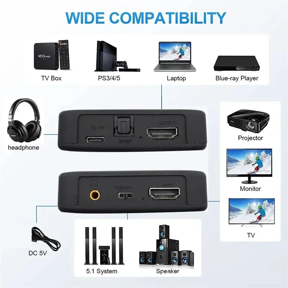 HDMI-compatible Audio Extractor 4K X 2K HDMItoHDMI Optical TOSLINK SPDIF + 3.5mm Stereo Extractor Audio Splitter with usb cable