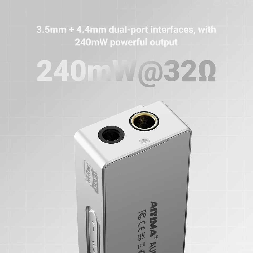 AIYIMA H4 Portable Hifi DAC Headphone Amplifer With Screen USB AMP Audio Hi-Res ES9039Q2M DSD512 4.4mm Balanced/3.5mm Jack