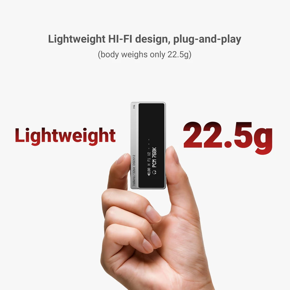 AIYIMA H4 Portable Hifi DAC Headphone Amplifer With Screen USB AMP Audio Hi-Res ES9039Q2M DSD512 4.4mm Balanced/3.5mm Jack