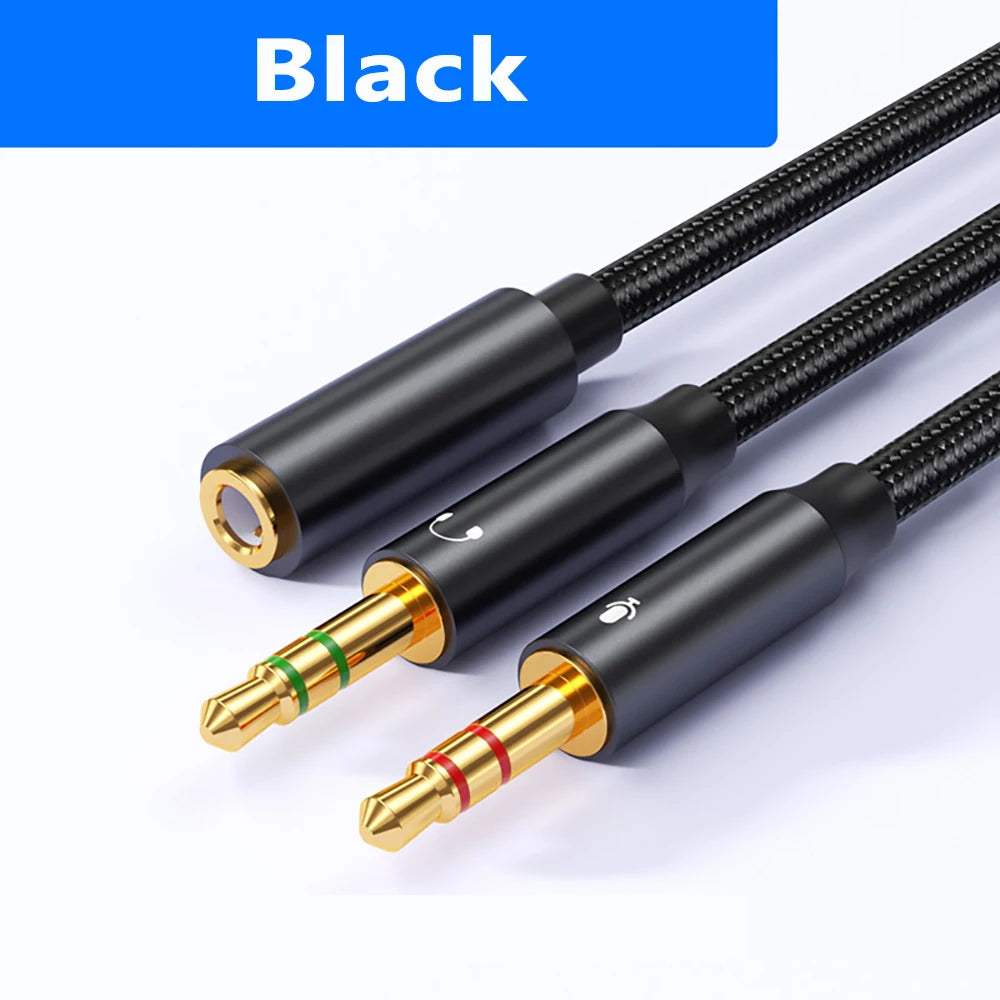 Headphone Splitter for Computer, 3.5mm Female to 2 Dual 3.5mm Male Audio Adapter, Compatible with Headset Microphone Gaming
