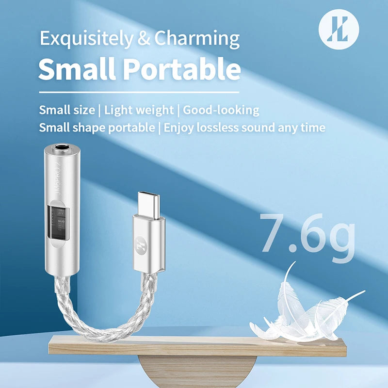 JCALLY JM6 Pro2 Headphone Amplifier USB-C to 3.5mm Adapter Cable CX31993 DAC and MAX97220 Op-Amp Chip 32bit/384kHz HiFi Audio