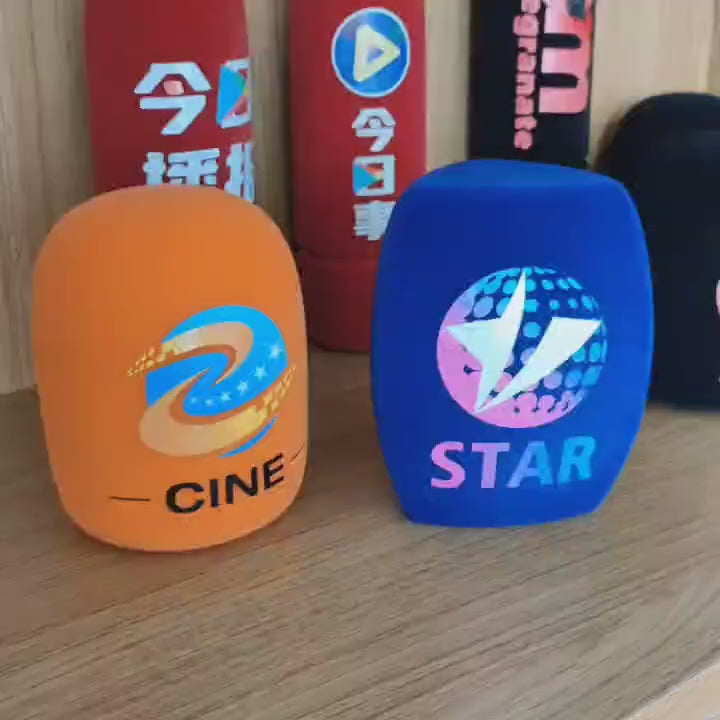 5PCS Custom logo square flocking microphone foam Economy customized windshield video mic Sponge windscreen TV Stations Interview