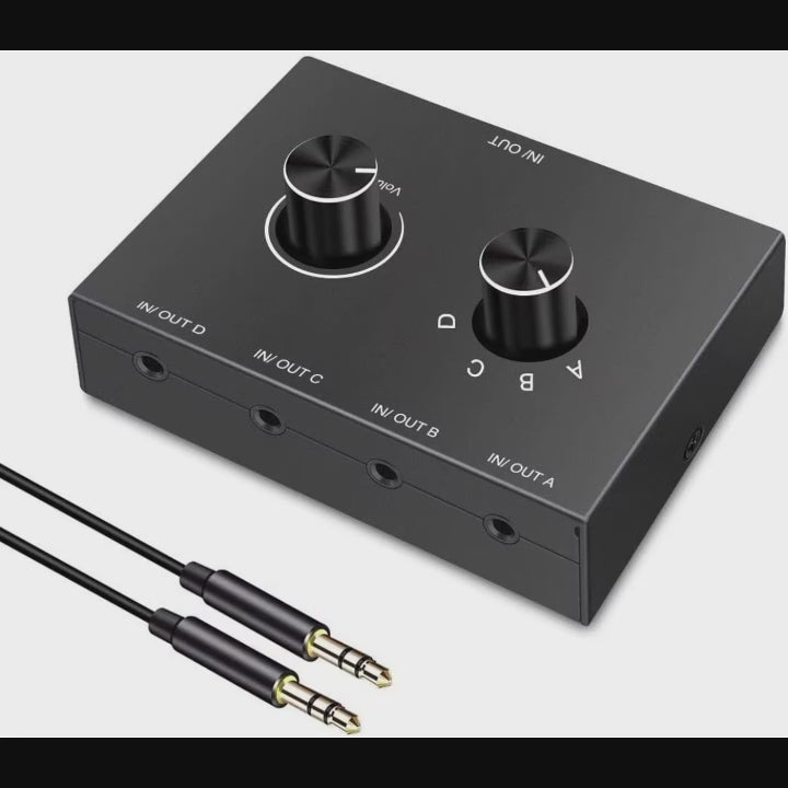 4 Way/2 Way 3.5mm Stereo Audio Switcher Bi-Directional Audio Switch Splitter Box 2 In 1 Out 4 In 1 Out with Mute Button