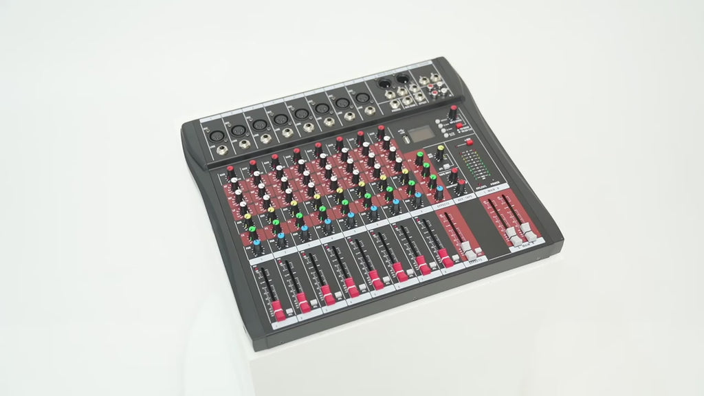 7/8-Channel Professioneller Mixer, Soundboard Konsole with Bluetooth USB PC Recording Input XLR Microphone Jack